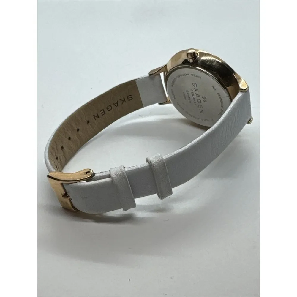 Skagen SKW2311 Women's White Leather Strap Analog Dial Quartz Wrist Watch JNA917